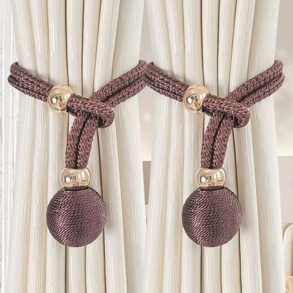 1 Pair Fashion Adjustable Curtain Tie Straps with Ball Pendant Decorative Curtain Binding Straps Simple Curtain Rope Living Room