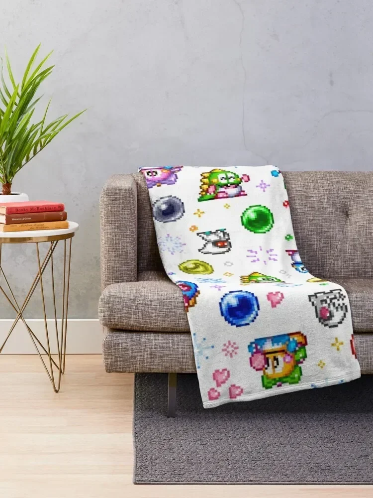 Bubble Bobble - White Throw Blanket Moving wednesday Flannel Fabric Blankets