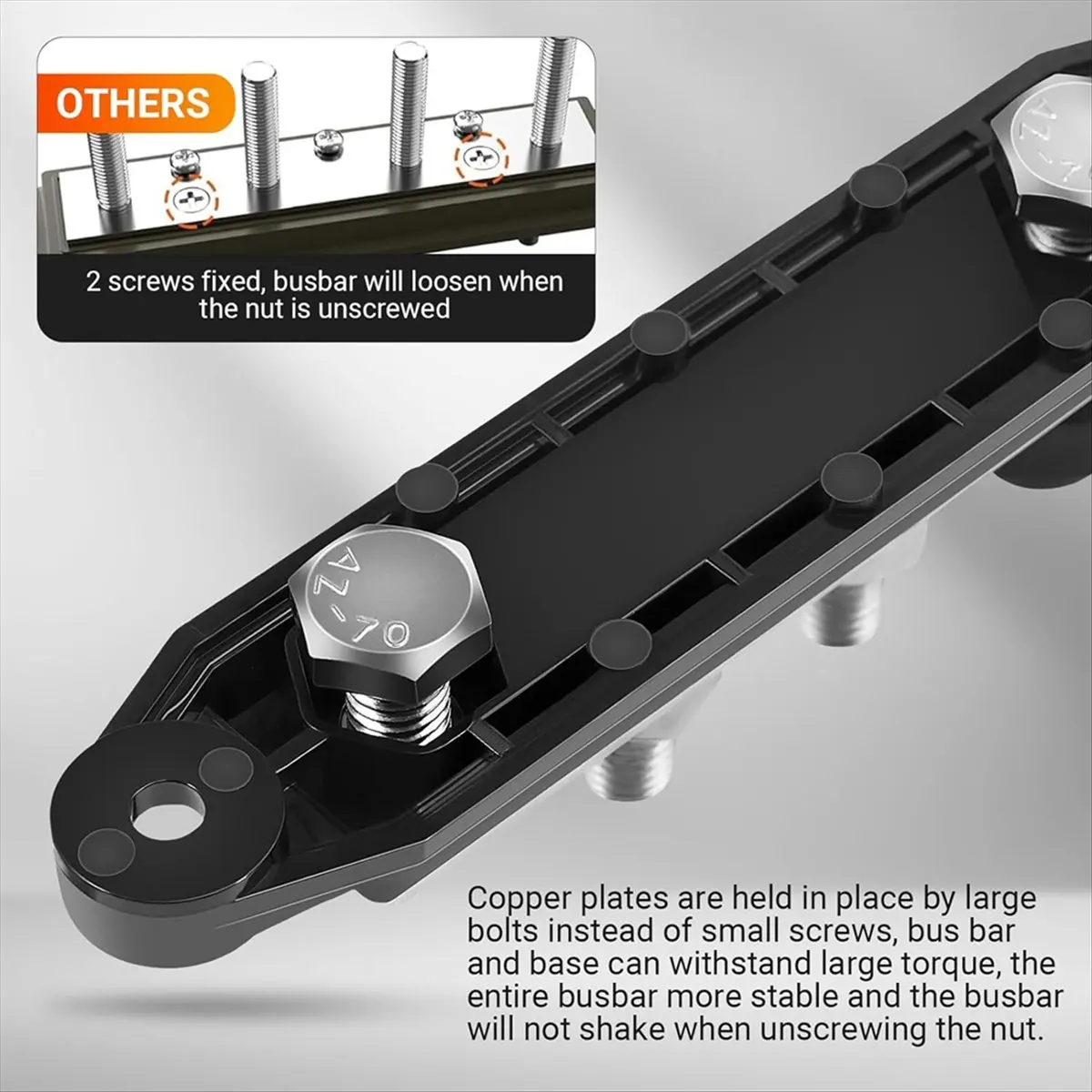 A24I Power Distribution Block, 12V 300A Bus Bar, 3/8Inch Studs Terminal Strip, 12-48V Heavy Duty Terminal Block