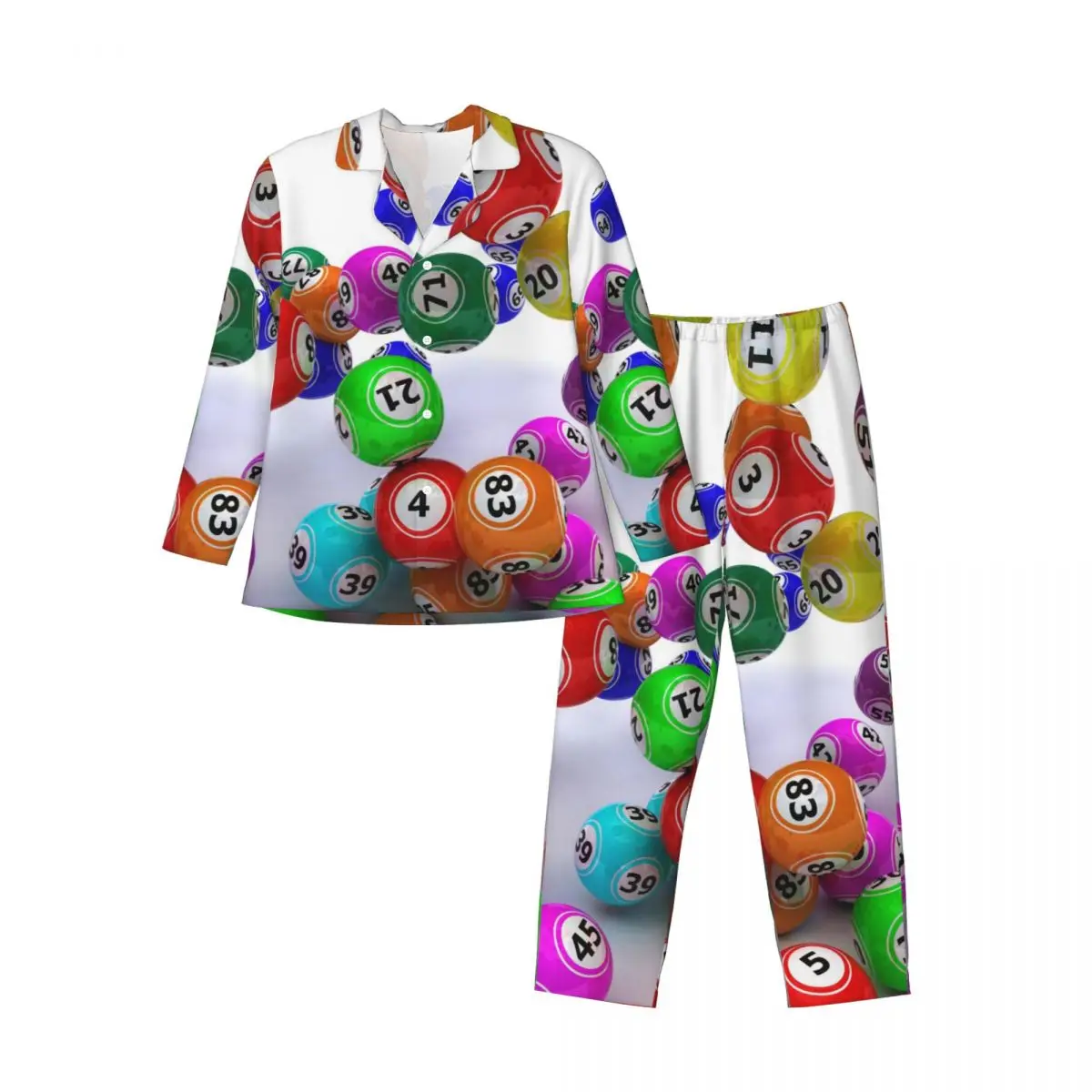 

Мужские домашние костюмы с длинными рукавами, красочные шарики для бинго, осенние и зимние пижамы для мужчин