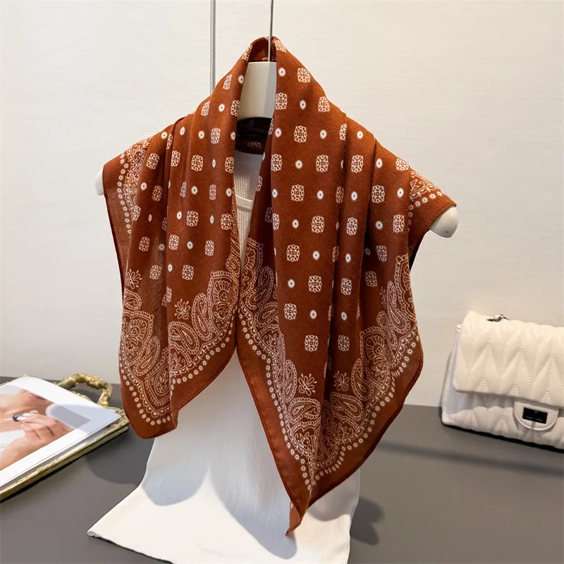 

Luxury Cashew Square Scarf For Women Soft 70*70cm Neck Scarf Shawl Warp Elegant Neckerchief Bandanas Ladies Paisley Print Hijab