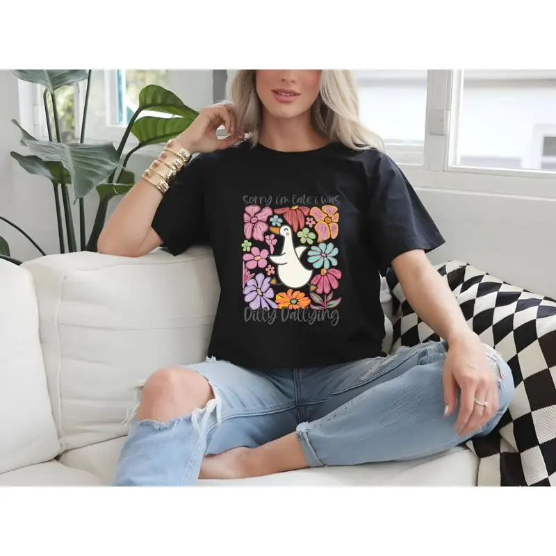 Lo siento, llegué tarde, estaba Dilly Dallying, camiseta de pato, procrastinación divertida, lindo animal, ropa informal humorística