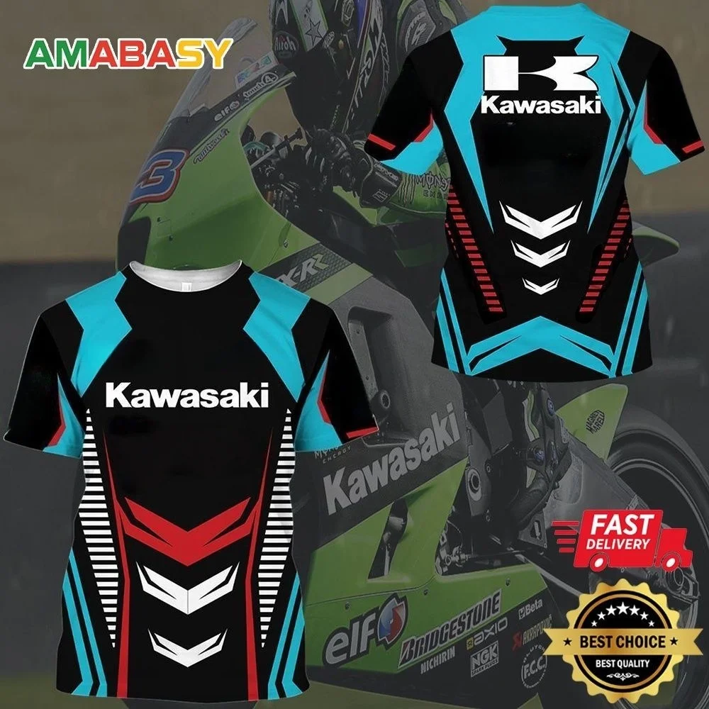 

2025 Men Women New T-shirt Motorcycle Kawasaki 3D Printed Clothing Summer Outdoor Sports Popular Quick Drying Breathable T Shirt