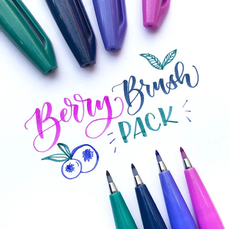 1PC Pentel Fude Brush Touch Sign Pen Bright Pastel Colors with A Flexible Tip That Allows You To Enjoy Touch of A Brush SES15C image 3