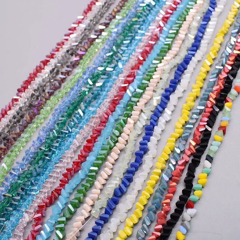 6mm About 82pcs Triangle Crystal Beads Transparent Solid Color Charms Glass Loose Beads For Jewelry Making DIY Earring Necklace