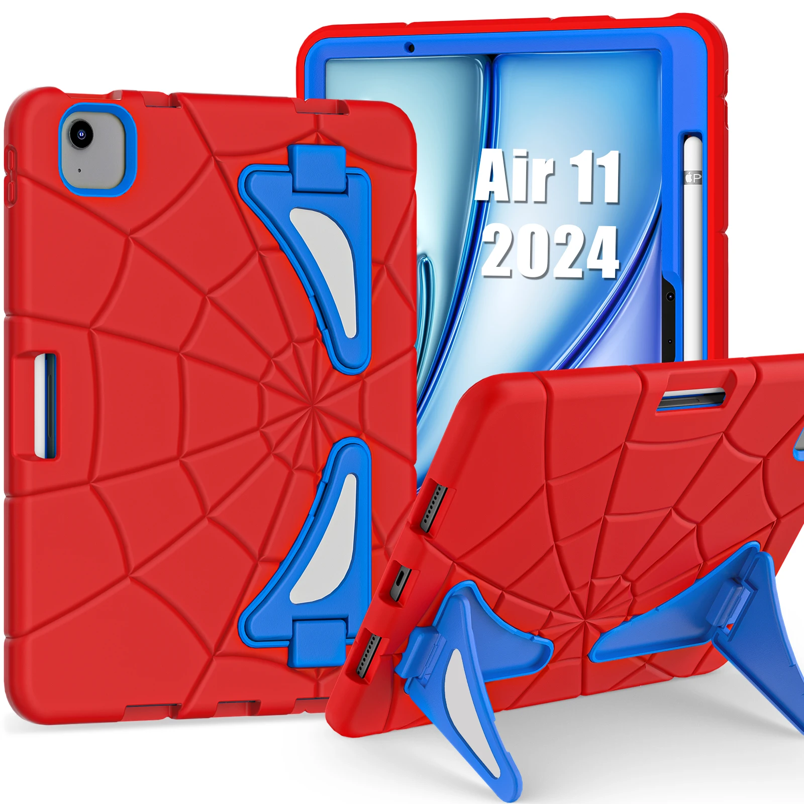

PC-Silicone Armor Stand Case Universal For iPad Air 11 2025 2024 A3267 A3270 A2902 A2903 A2904 Hybrid Rugged Cover Kids Funda