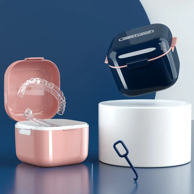 1 حزمة أسنان حمام حالة المحمولة طقم أسنان نقع الحاويات حامي الفم صندوق تخزين مع سلة مصفاة لتنظيف السفر #1