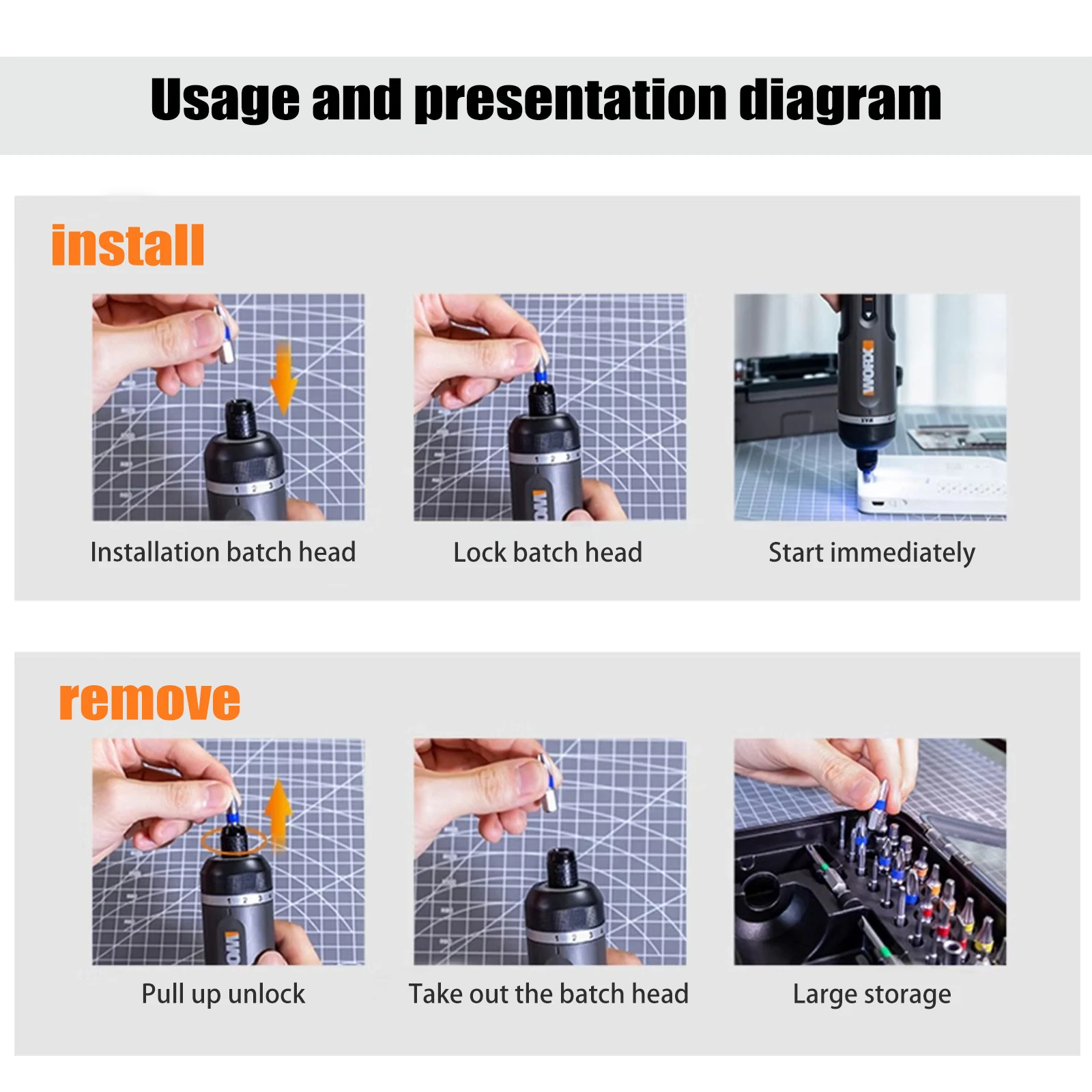 Worx 4V Electrical Screwdrivers Set WX242 Portable Smart Cordless Power Screw Driver Mini Electric Drill Home Repair Power Tool