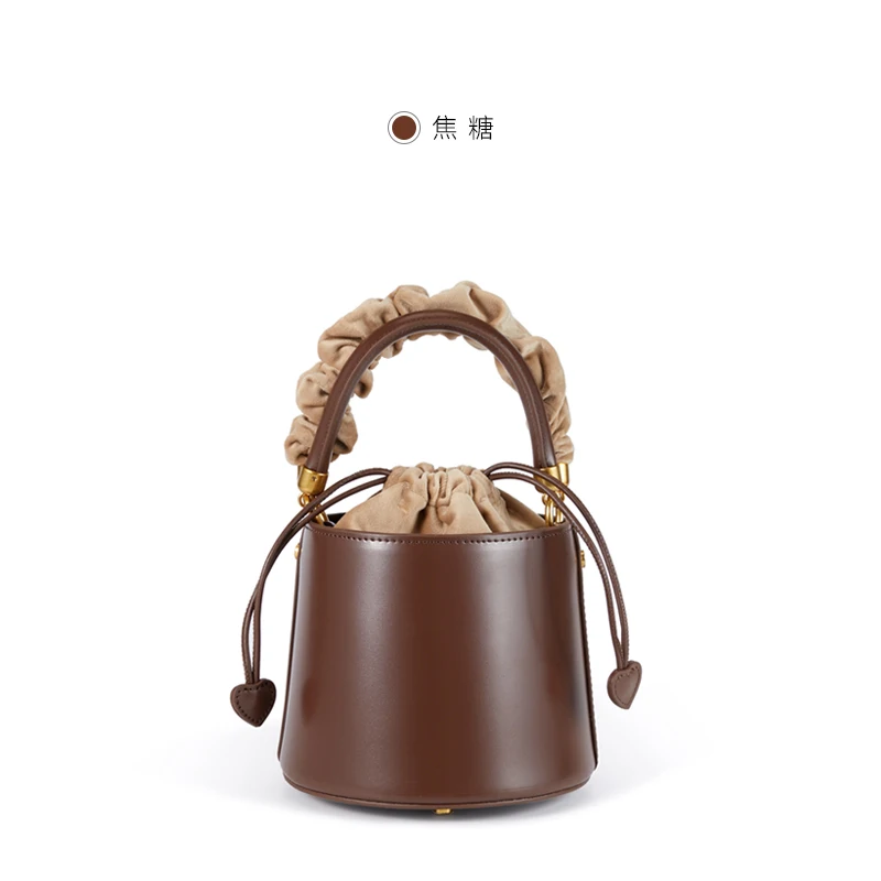 2023 New Mini Bucket Bag Genuine Leather Luxury Designer Handbag Fashion Shoulder Messenger Bag Drawstring Women\'s Bag