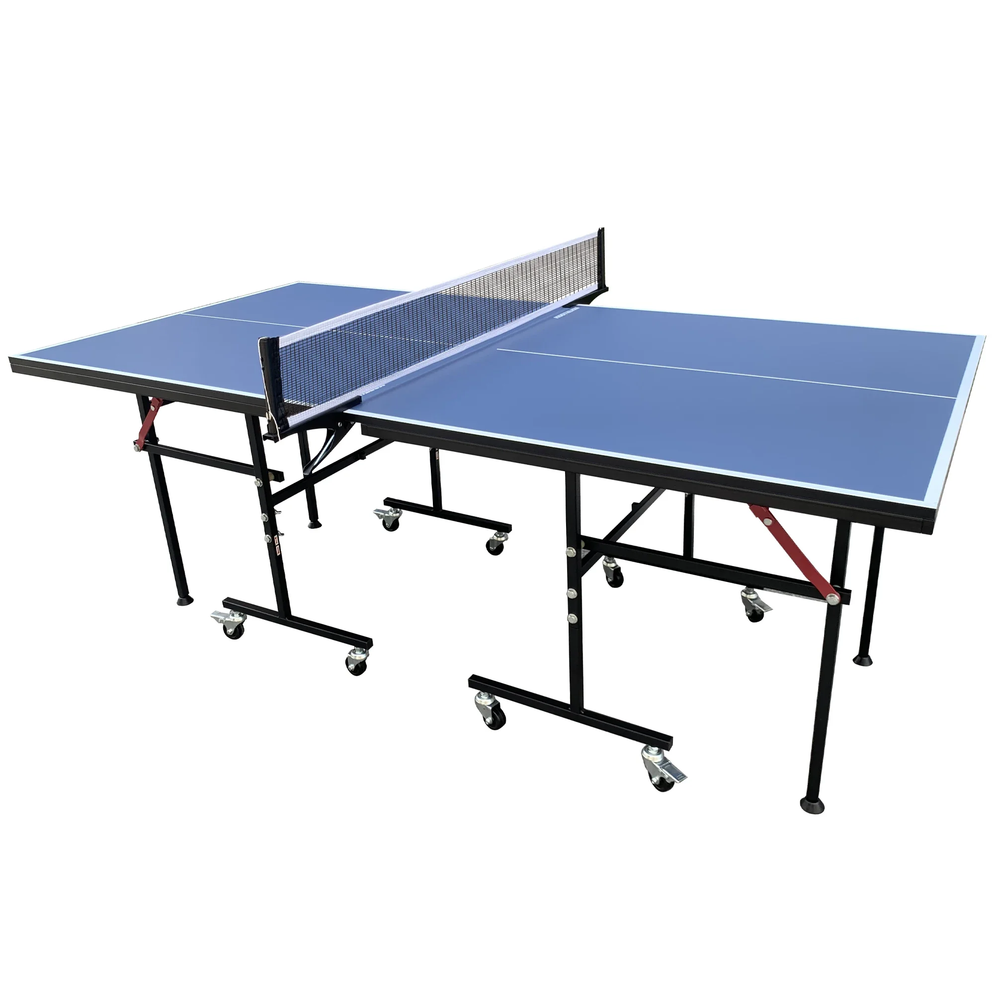 

Маленький складной теннисный стол для помещений с быстросъемной сеткой и стойками, для использования в помещении и на улице, черно-синий