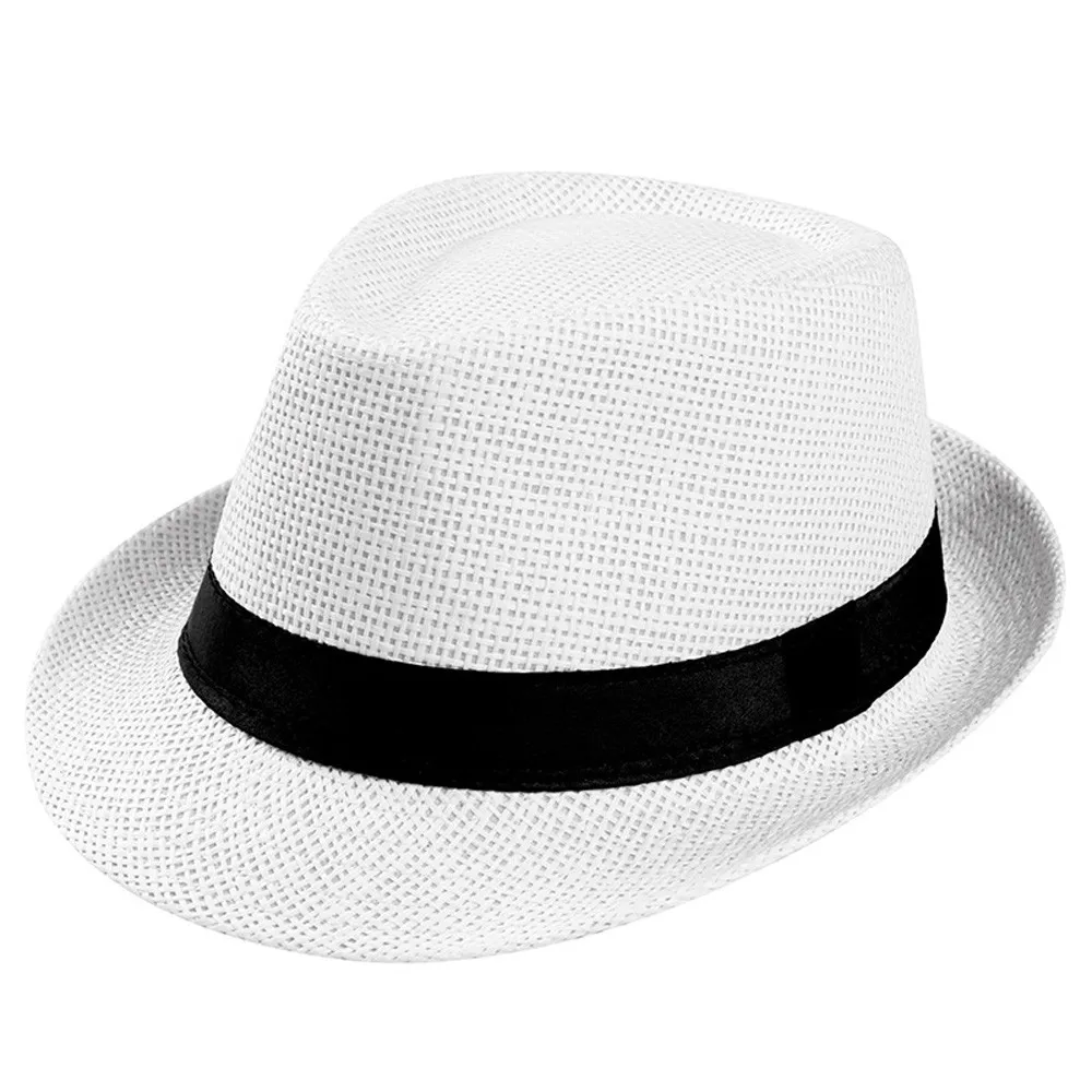 Unisex Trilby Gangster Cap Beach Sun cappello di paglia Band Sunhat cappello di paglia da sole per donna uomo Summer Beach 2025 cappelli da sole estivi L * 5