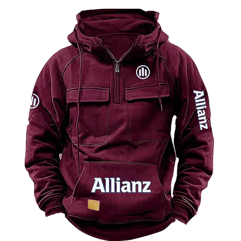 

Allianz logo 2026 new Tough Guy Heavyweight Hoodie Men's Hooded Zipper Fleece Lined Thickened Loose Ins Men's Pullover Clothes