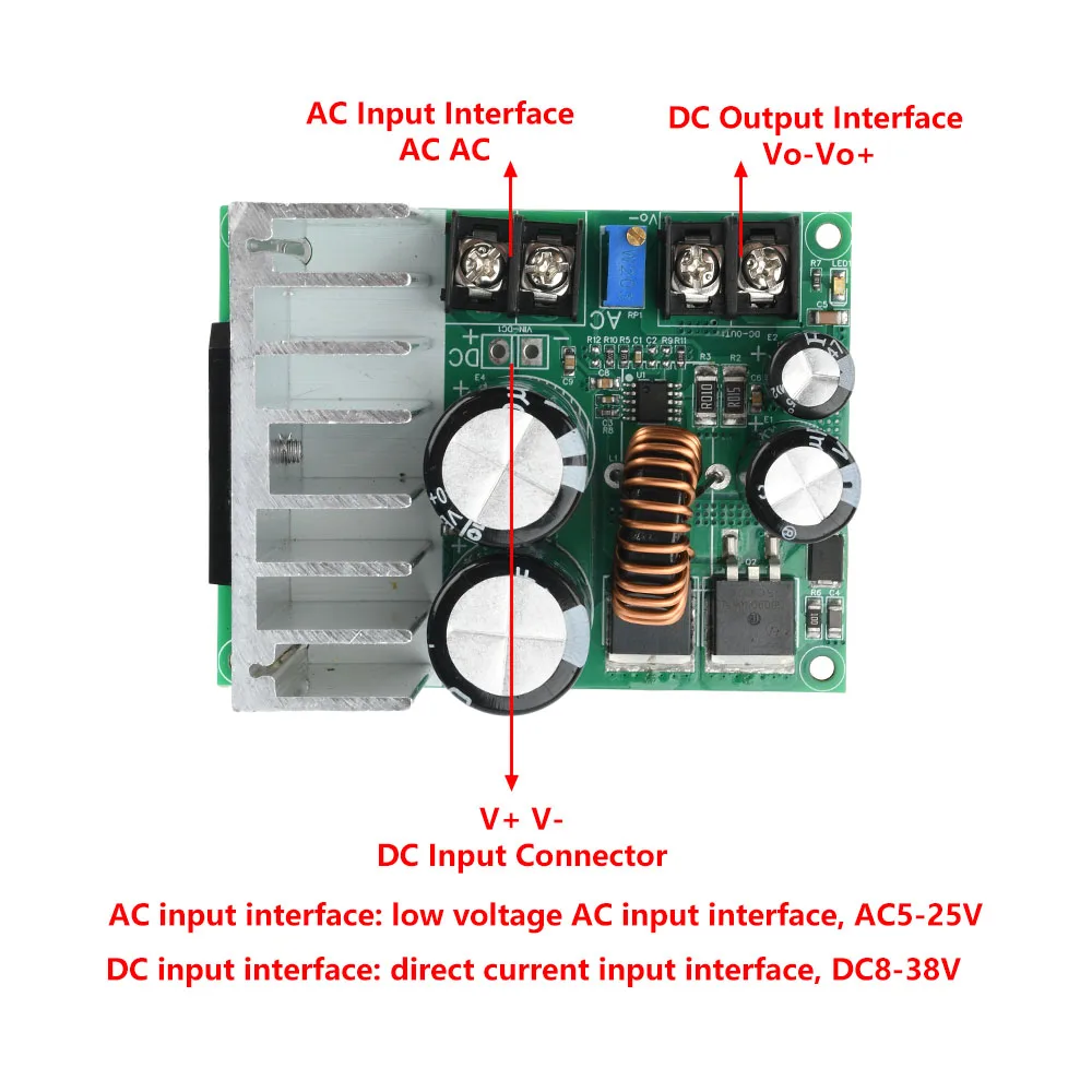 AC 5-25V DC 8-38V To DC 3.3-32V High Current Low Voltage AC-DC Buck Power Module DC-DC Adjustable Voltage Regulator