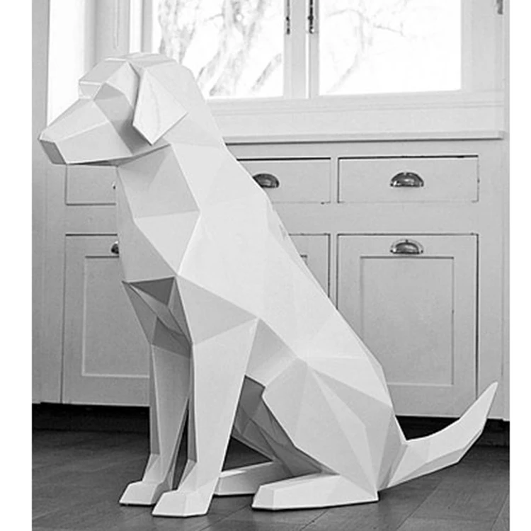 Resin Geometric Painting Surface Custom Color Abstract Dog Sculpture Indoor Decorative Modern Design Life Size