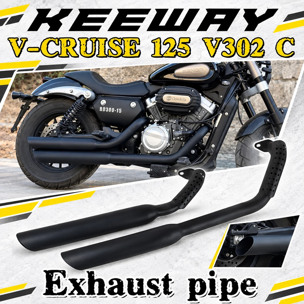 1. Travel Side Saddle Bag & Mounting Rack Kit Fit Keeway V Cruise125 V302C, Cruiser Storage Mod Parts