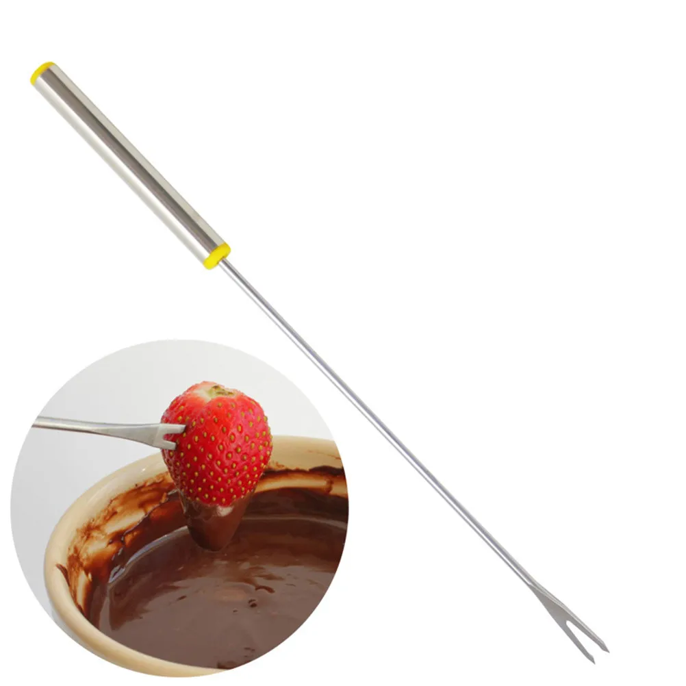 6PCS Stainless Steel Fondue Forks with Extra-Long Heat-Resistant Handles for Chocolate Fountain, Cheese & Marshmallows
