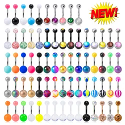 5Pcs/lot Candy Colors Acrylic Belly Button Rings for Women 316L Stainless Steel Bar Belly Navel Sexy Piercings Body Jewelry 14G