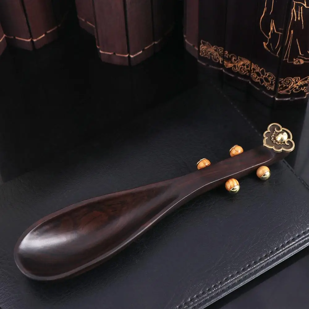 Tea Ceremony Utensils Ebony Lute Shape Tea Spoon Retro Style Antiseptic Pipa Tea Shovel Black Tea Scoop Gift