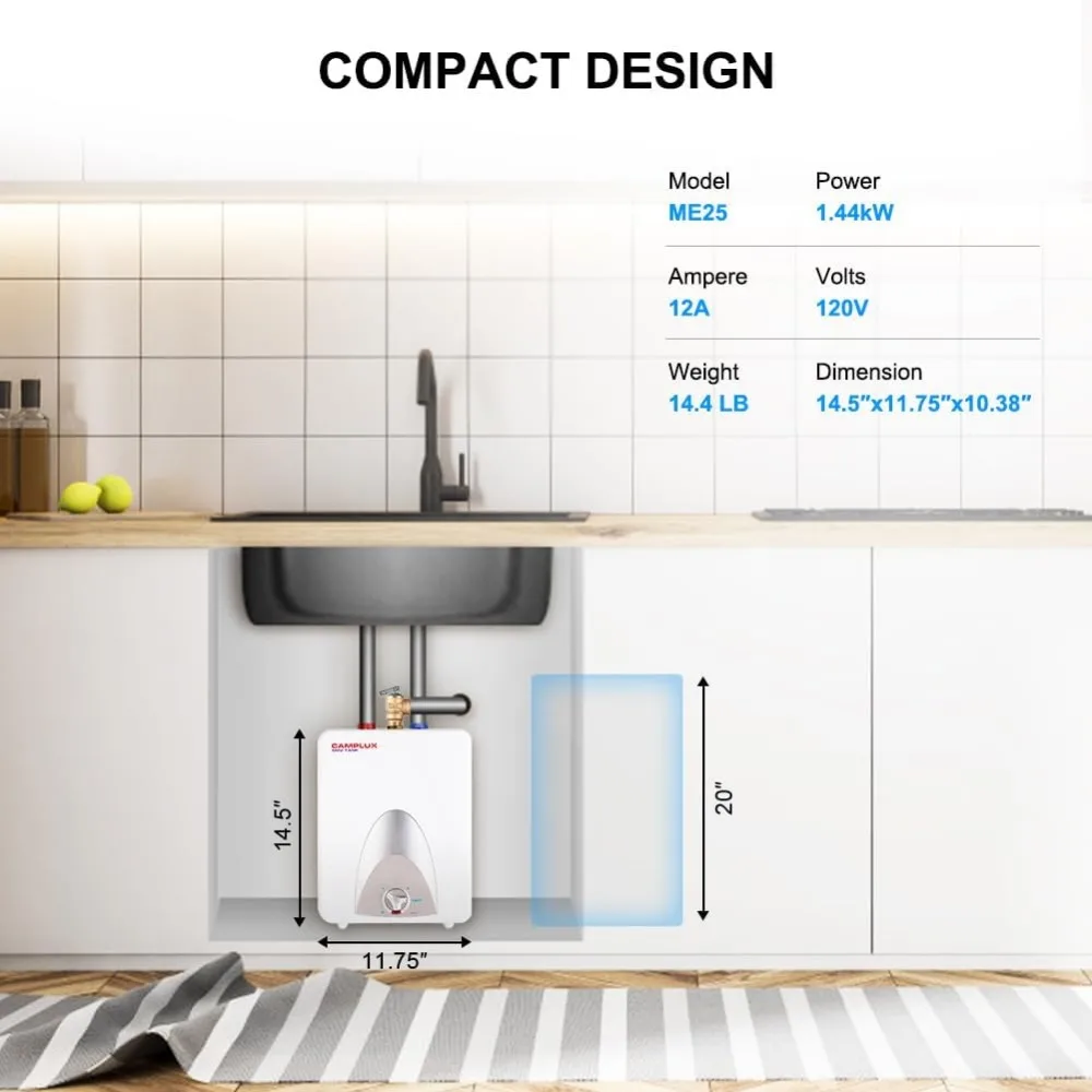 CAMMX-電気ミニ水ヒーター,パイプや壁に取り付けられた,2.5ガロン