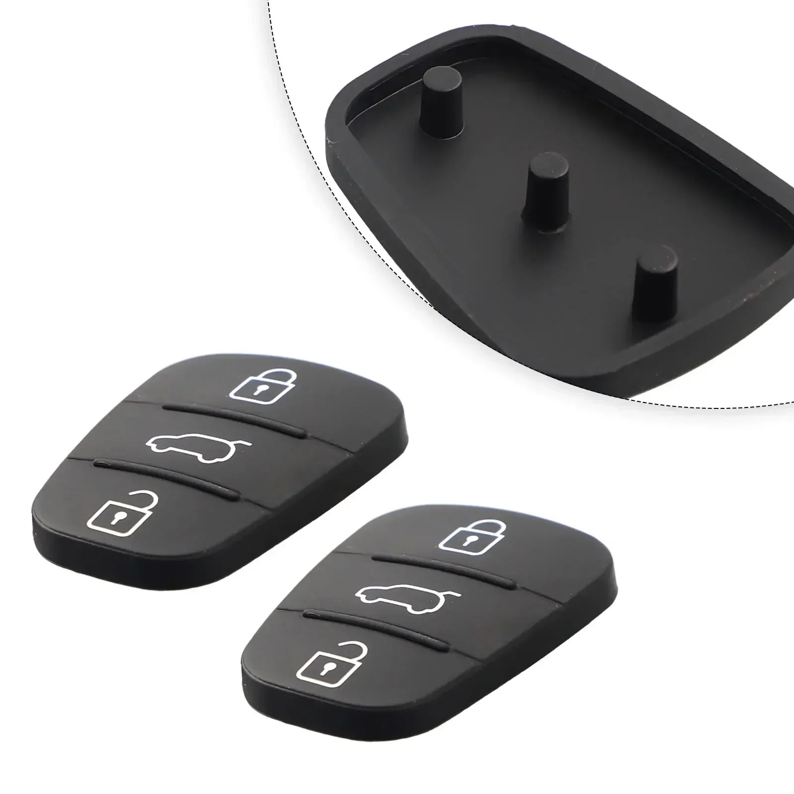 2Pcs Replacement 3 Button Rubber Pad Key Shell For Hyundai I10/I20/I30 Remote Key Fobs Case Shell Black Accessories For The Car