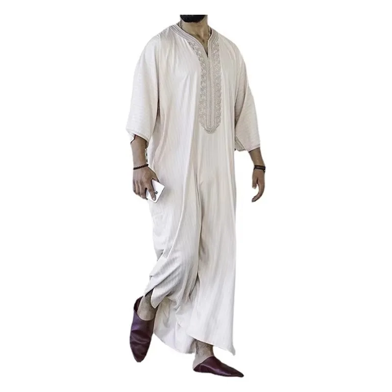 Jubba Thobe per uomo abbigliamento musulmano islamico moda marocchina saudita araba Dubai Oman Abaya lungo ricamo caftano casual