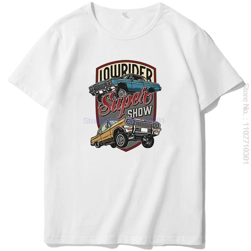 Red Lowrider Custom Cars Vintage Colorful Graphic T Shirts Cotton Short Sleeve T-Shirt Tees Tops Summer Mens Print T Shirt