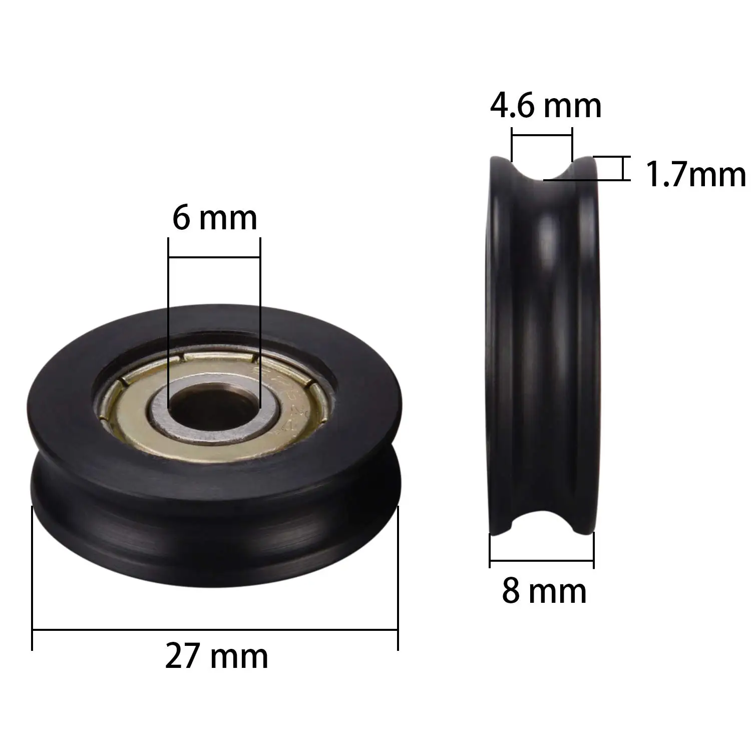 KYCOR-5 Pcs Plastic Embedded 626ZZ Window Door Wheel U Groove Guide Pulley 6278Mm Ball Bearing For 3D Printer