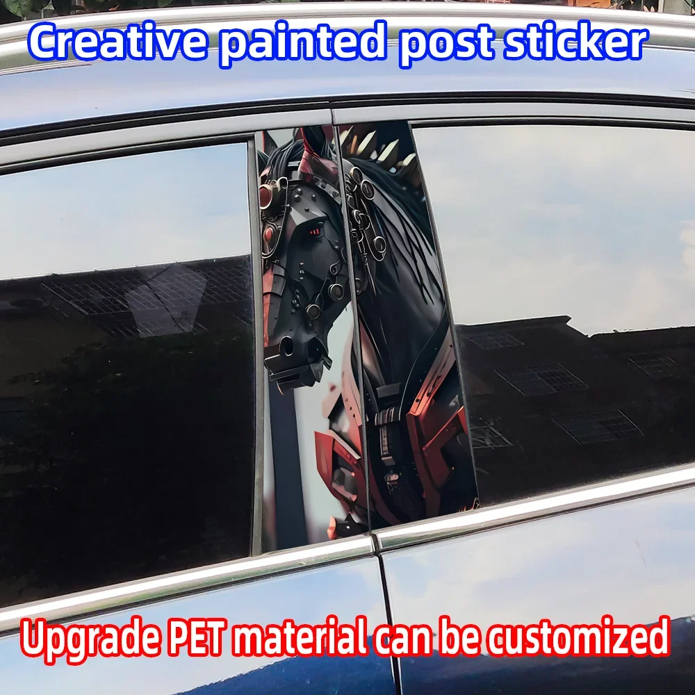 

Mechanical Horse Car Stickers Auto B Pillar Waterproof Sunscreen Decor Cover Scratches Car Doors Pillar Vinyl Decals Accessories