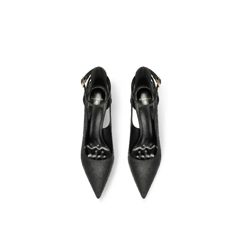 Black Silk Temperament Queen Paired With Cheongsam 2026 Autumn New Style Pointed Toe Slim Heel High Heels for Women