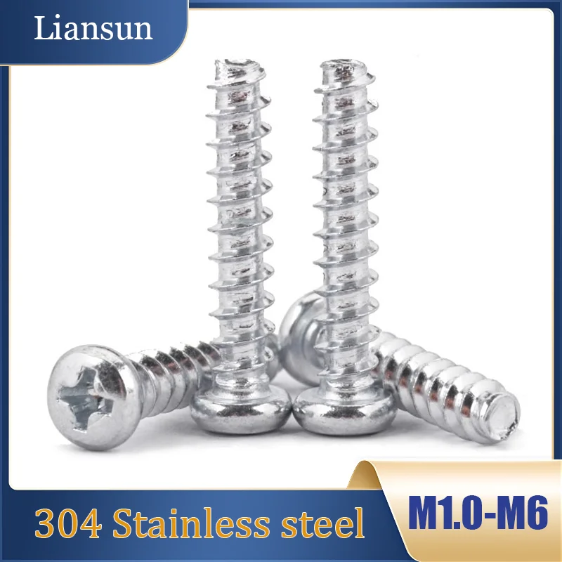 Cross Round Head Set Screws M1.0-M6 304 Stainless Steel Round Head Flat Tail Screws High Quality Cross Recessed Flat Tail Screws