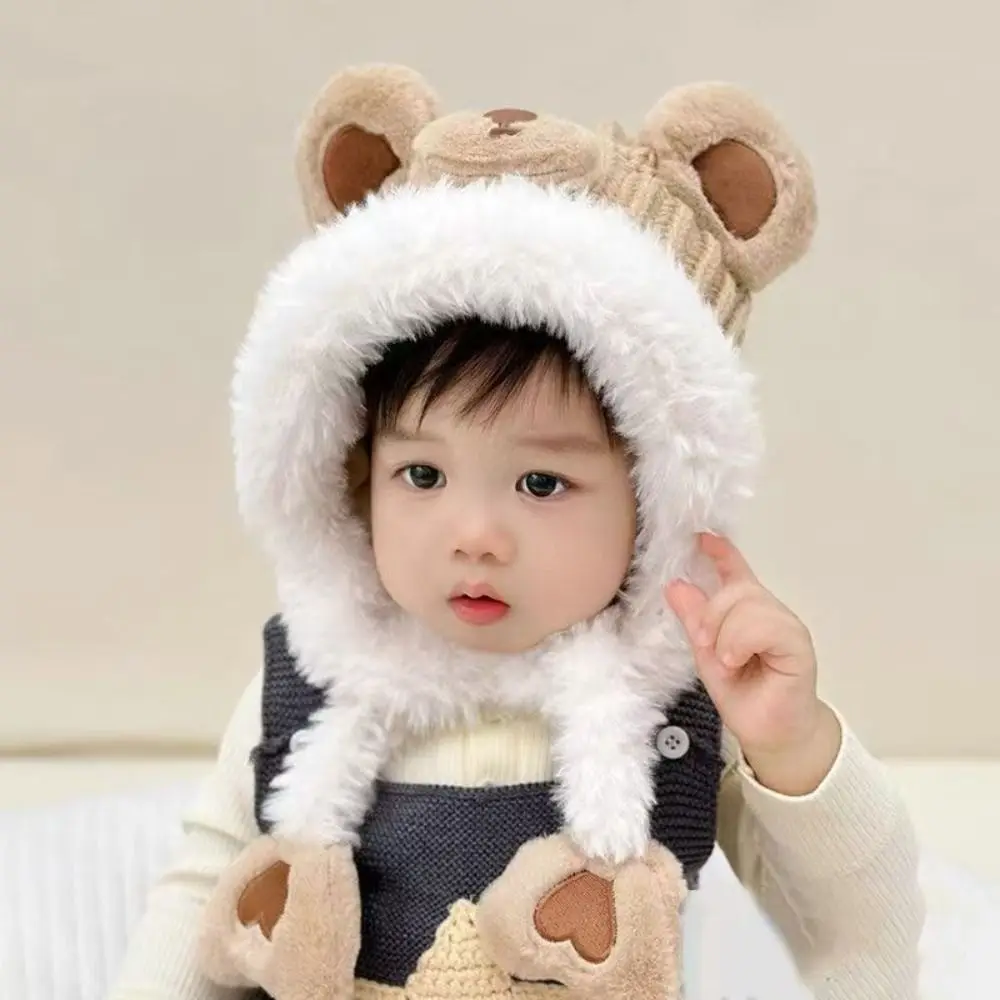 

Sweet Kawaii Cartoon Beanie Caps Bear Coldproof Children's Pullover Hats Comfortable Thickened Knitted Warm Hat for Boys Girls