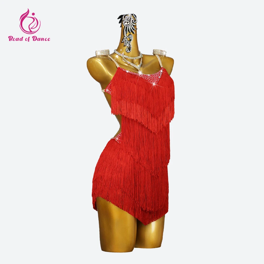 Costume de danse latine, Costume de compétition pour filles, vêtements féminins, jupes à franges pour femmes, pratique de soirée élégantes