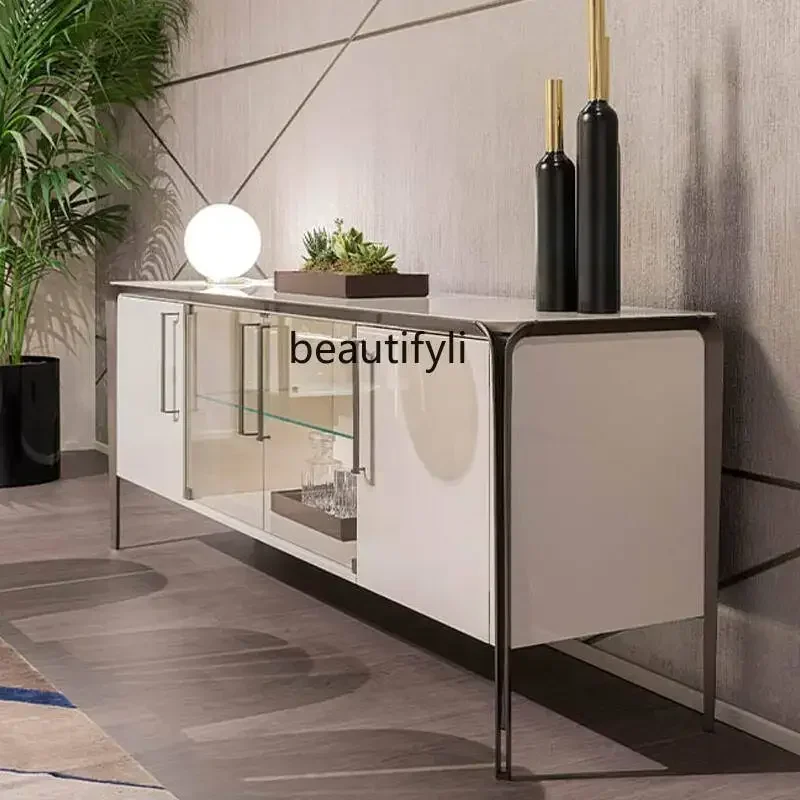 Italian minimalist side cabinet Open door low wine cabinet Simple light luxury Nordic designer restaurant locker