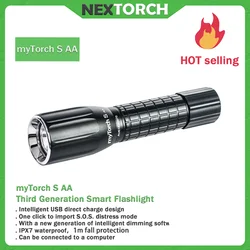 NEXTORCH myTorch S AA edc Smart rechargeable flashlight , LED tactical torch Military Inspection camping fishing P80