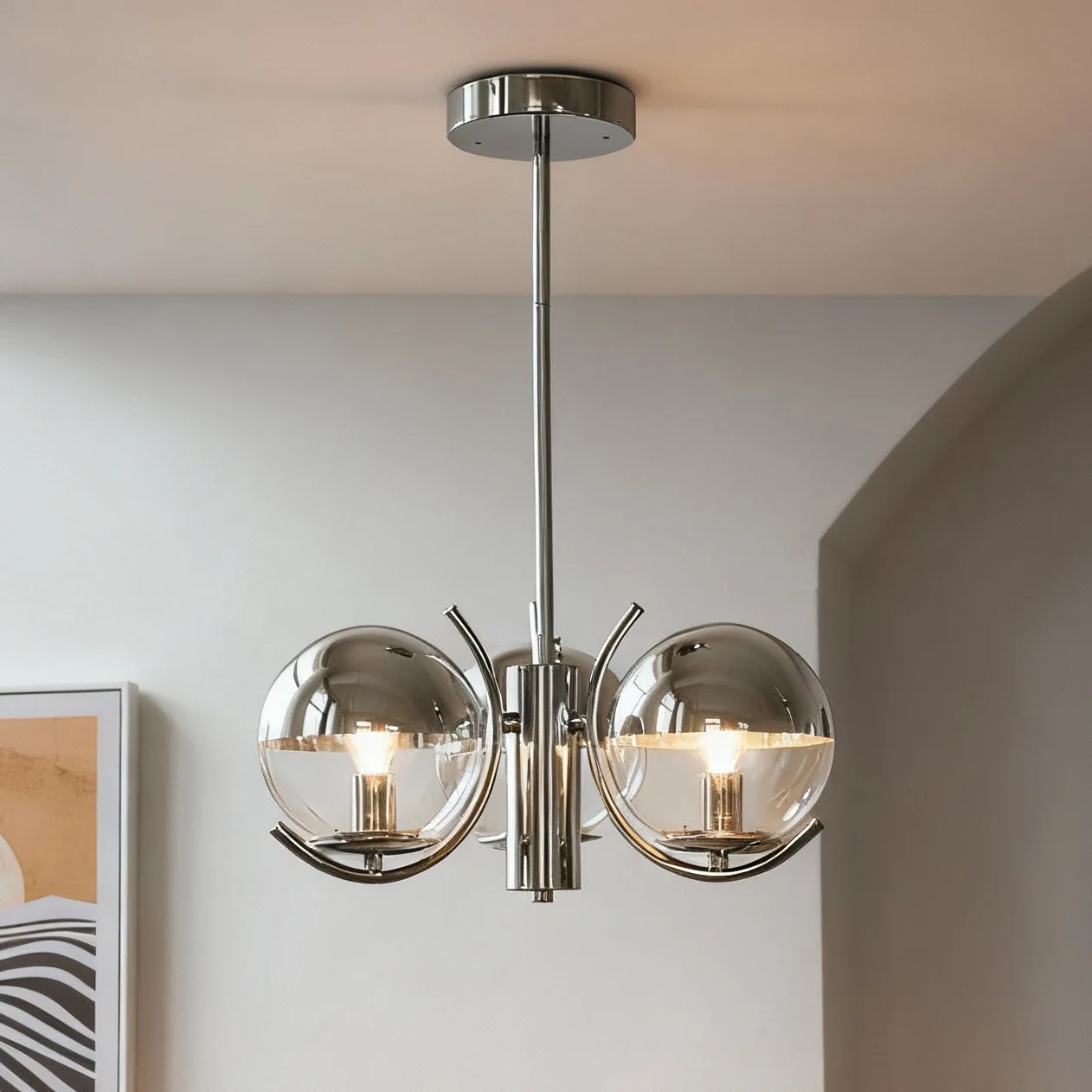 Nordic Vintage Living Room Pendant Light Danish Japandi Style Minimalist Study Dining Room Bedroom Bauhaus Milky White Glass