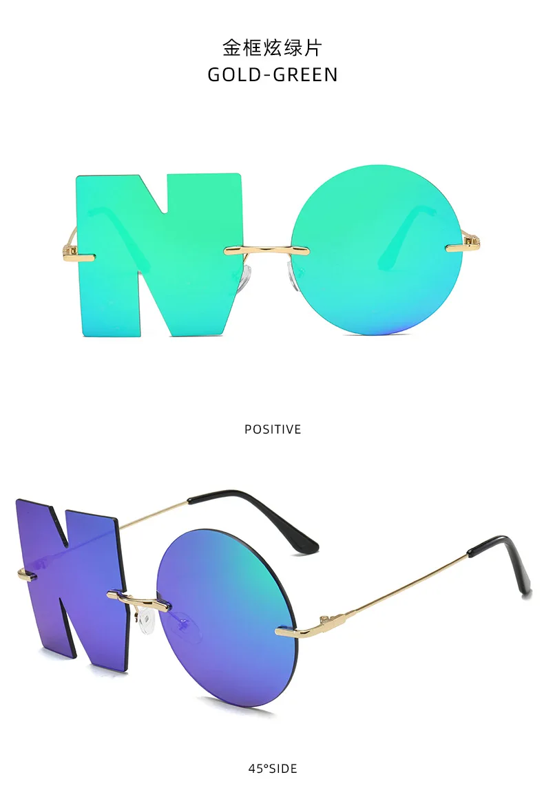 �NO"! Styling-Sonnenbrillen, modische Sonnenbrillen, Metall-Brillengestelle, bunte Brillengläser, Alien-Brillen – Detail 9