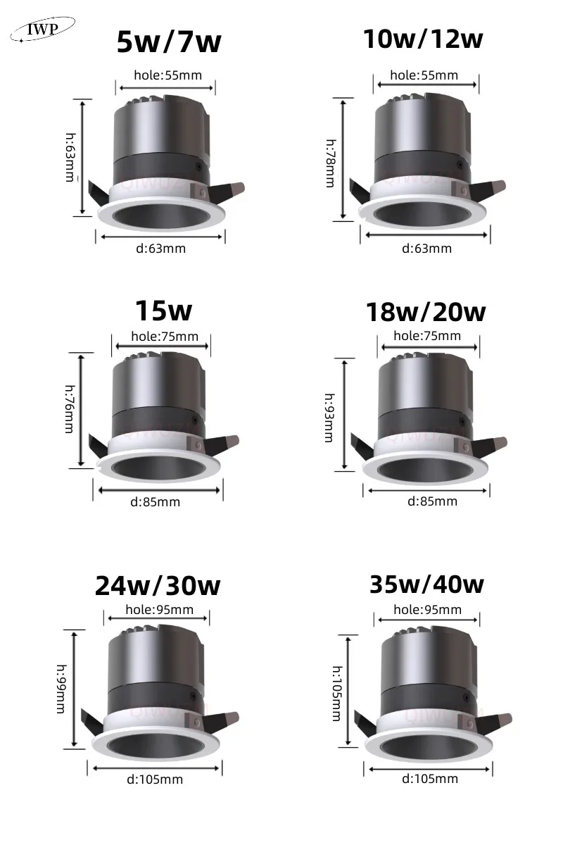 Lampu sorot LED COB bulat tersembunyi, Anti silau 38 ° dapat diredupkan CREE 10W 12W 15W langit-langit downlight 18W 20W Spot Mall lampu kantor