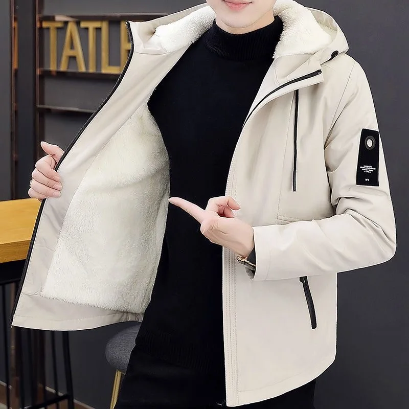 2023 Autumn and Winter New Fashion Cashmere Thick Warm Hooded Jacket Men\'s Casual Loose Comfortable High Quality Plus Size Coat