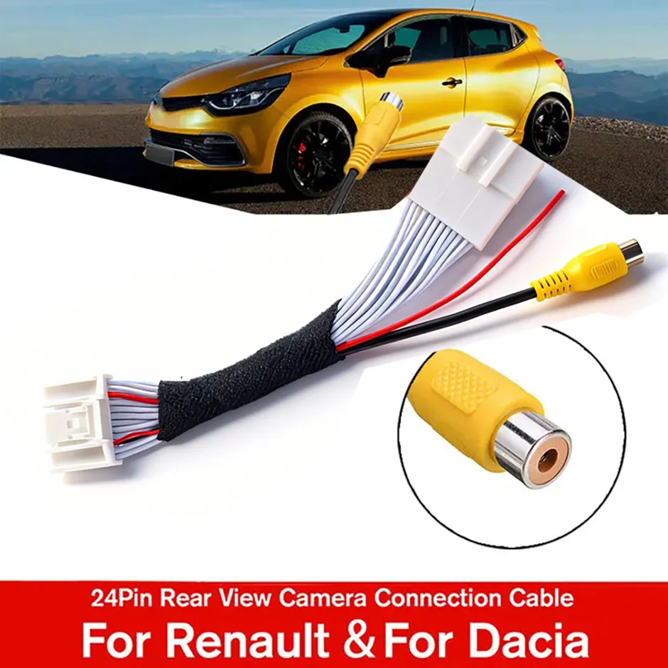 QXNY 24-Pin Car Rearview Camera Adapter Wire for Renault for Dacia for Clio 4 for Dokker for Traffic for Logan Adapter Cable