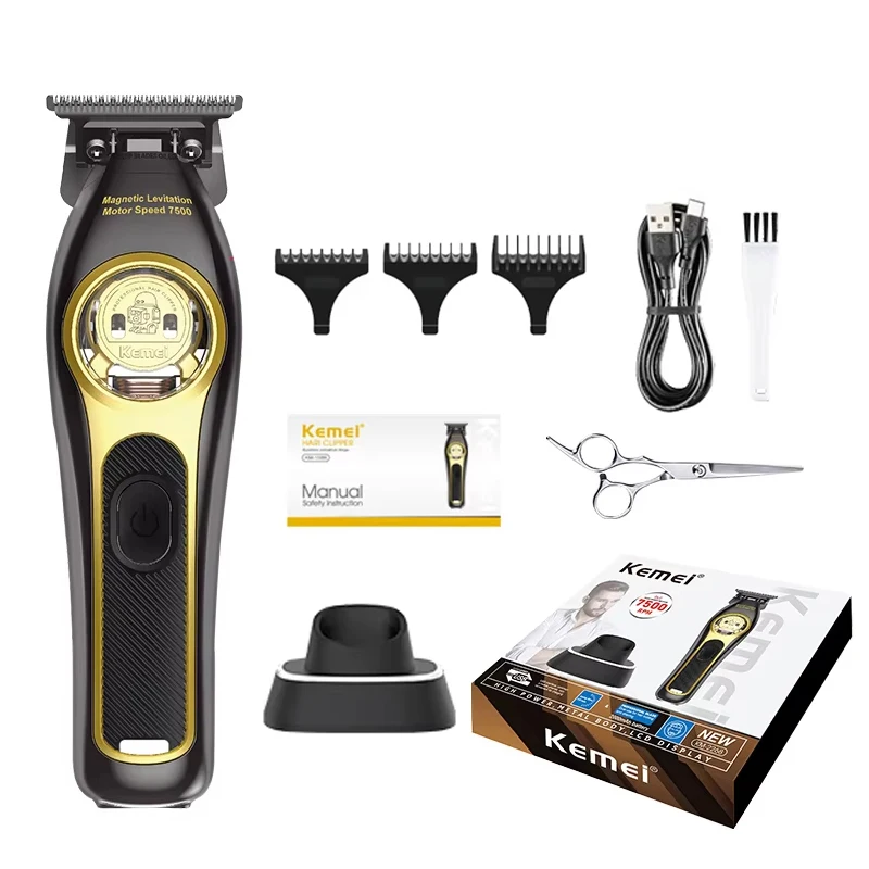 Kemei Barber Hair Clippers Professional Cordless Hair Trimmer Electric Men Finish Hair Cutting Machine KM-2373 KM-2268 Kit image 3