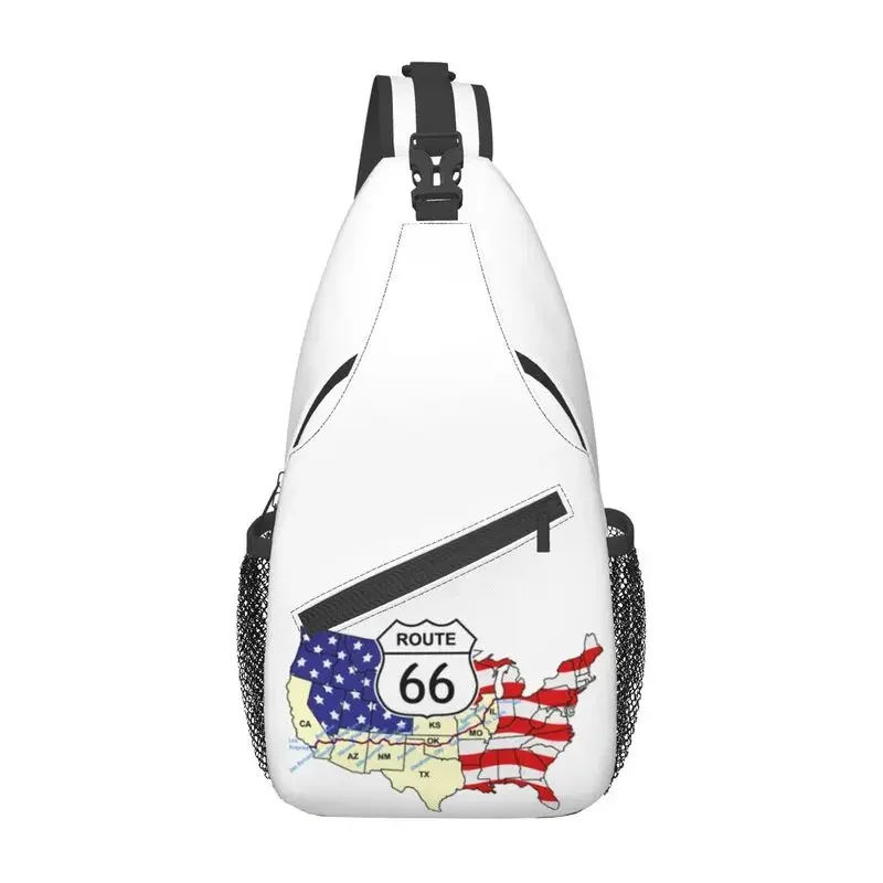 

Route 66 Sling Crossbody Backpack Men Custom Americas Highway Chest Shoulder Bag for Travel Hiking Daypack