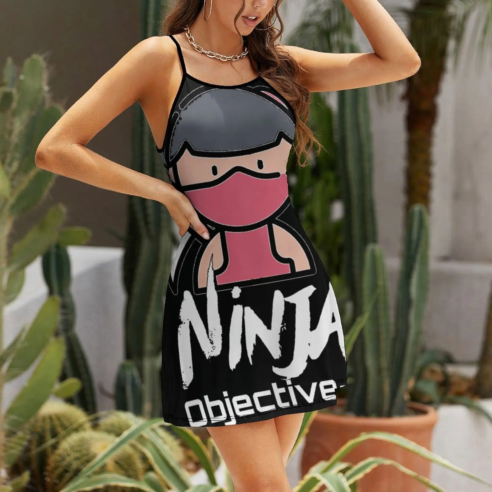 Objective C Ninja (Color White) Essential For  Women's Sling Dress Humor Graphic Suspender Dress Vintage Sexy Woman's Clothing C