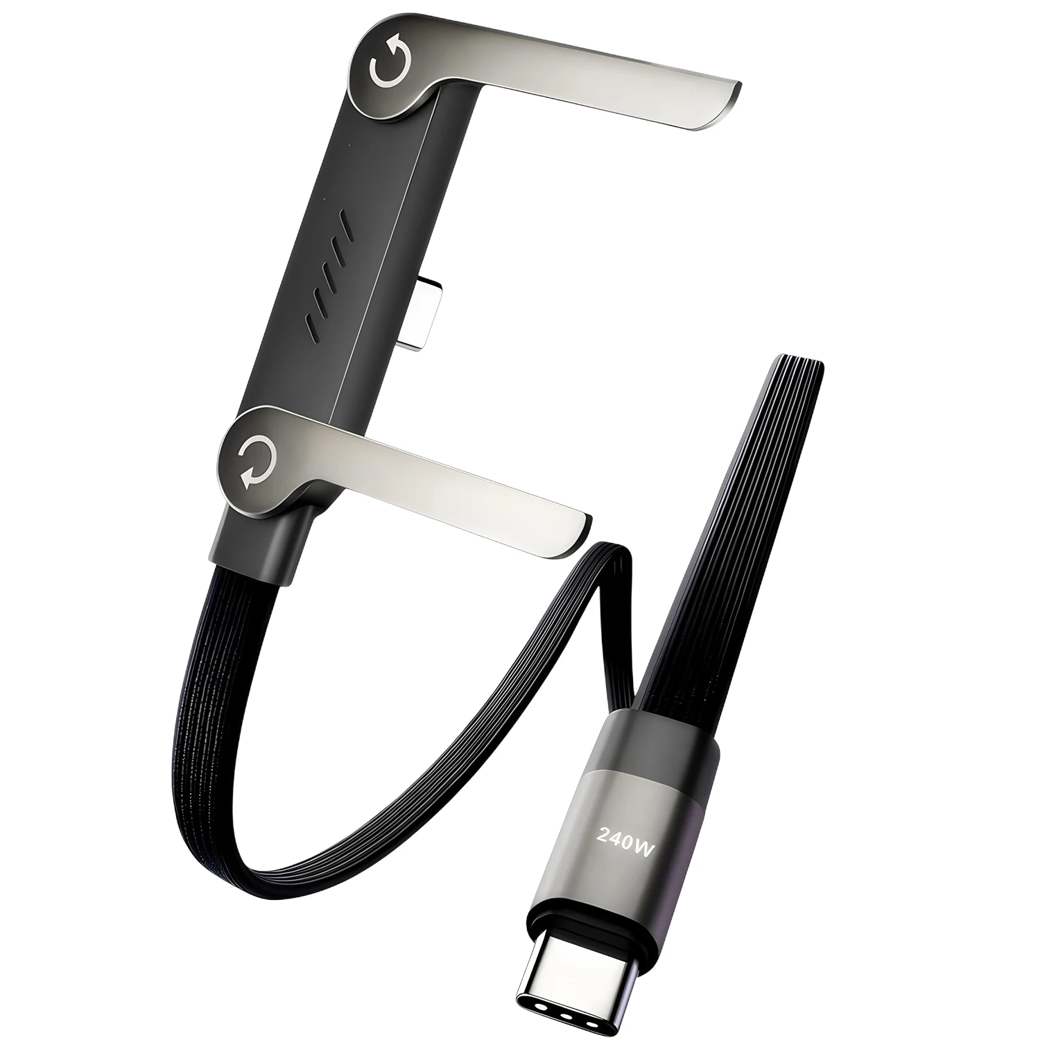 240W Fast Charging Foldable Mobile Phone Holder Data Cable Non-Stop Adjustment Multi-Angle Phone Charging Holder Type-C