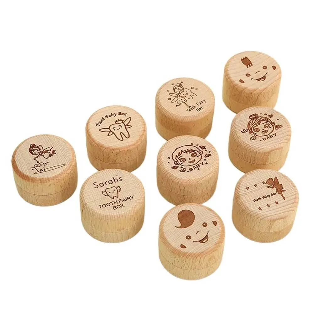 Boîte de nickel ation de dents en bois personnalisée, porte-dents rond, cadeau d'anniversaire pour filles et garçons, boîte à dents de lait avec nom