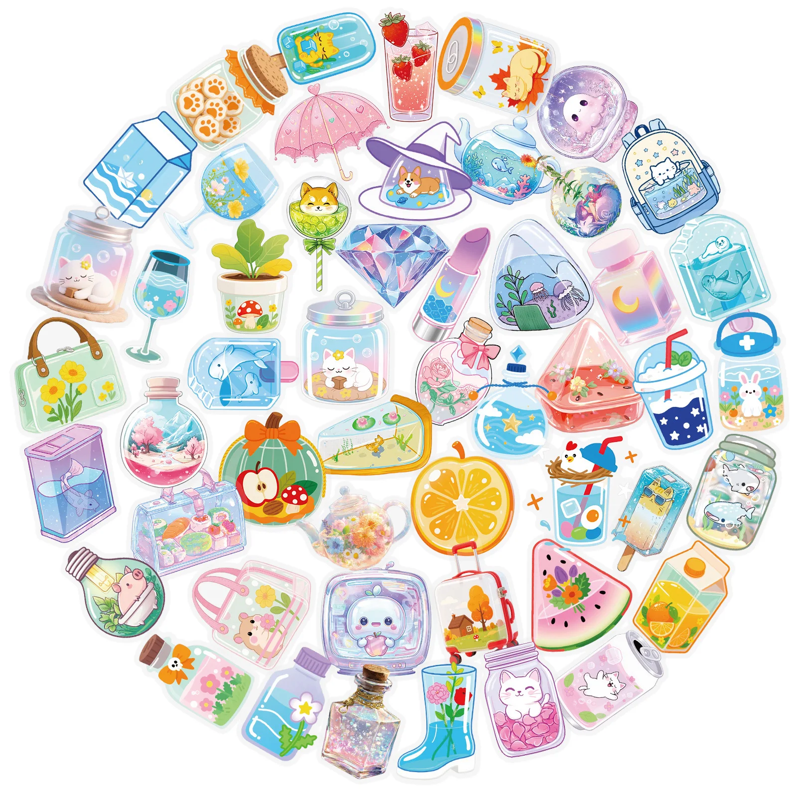 

56PCS Cartoon Cute Little Fresh INS Style Graffiti Sticker DIY Decoration Mobile Phone Case Notebook Water Cup Toy Gift Sticker