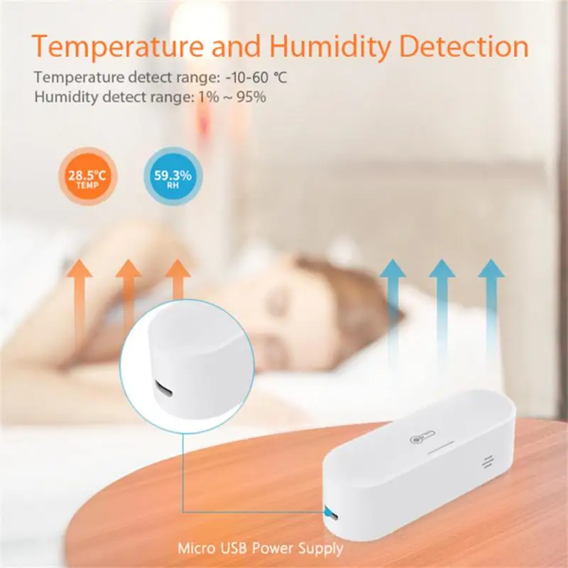 Tuya Homekit Zigbee Smart Temperature And Humidity Sensor Battery USB Powered APP Remote Monitor Voice Control Via Alexa Google