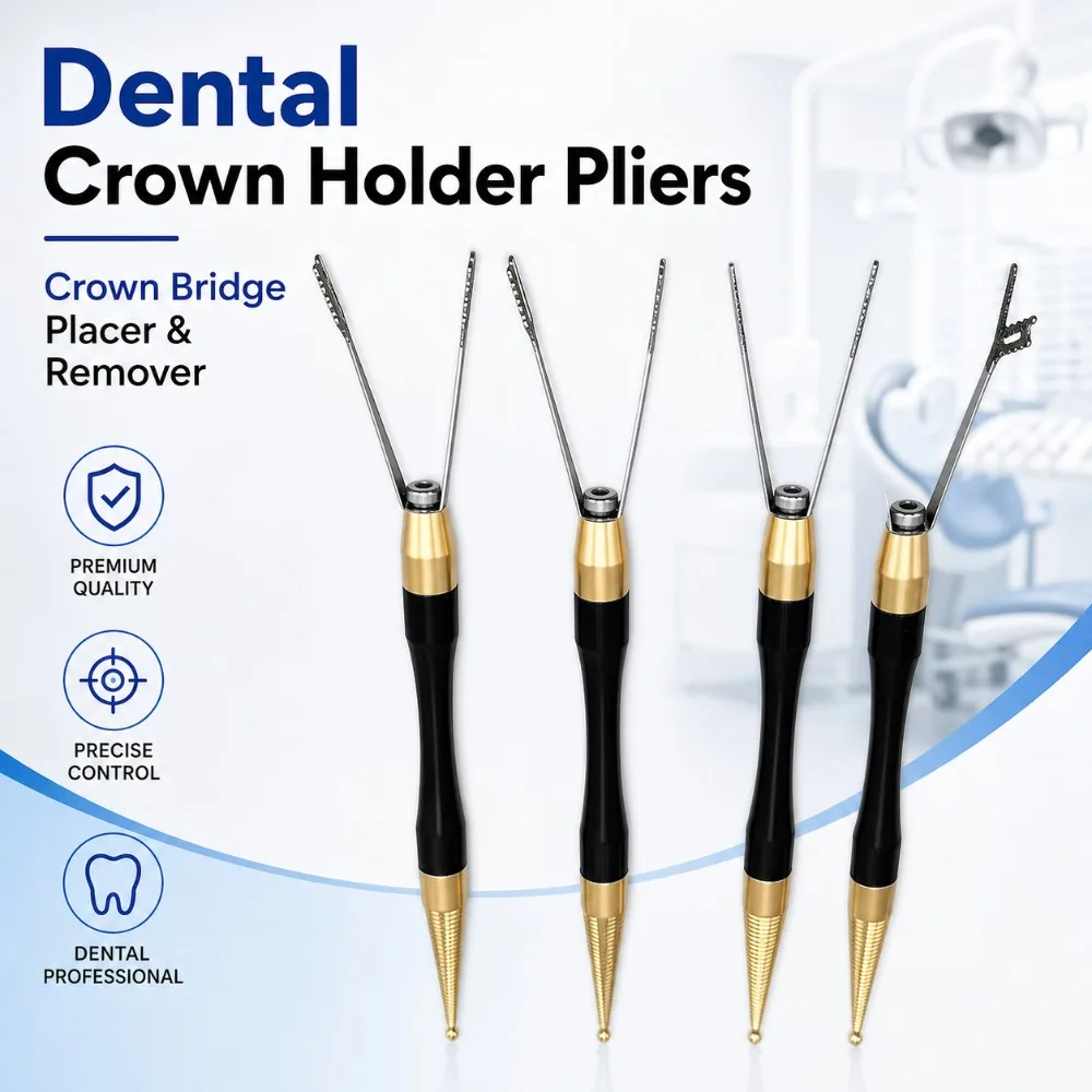 Dental Crown Holding Forceps Stainless Steel Tweezers for Veneer Crown Bridge Dental Lab Clinic Restoration Instrument