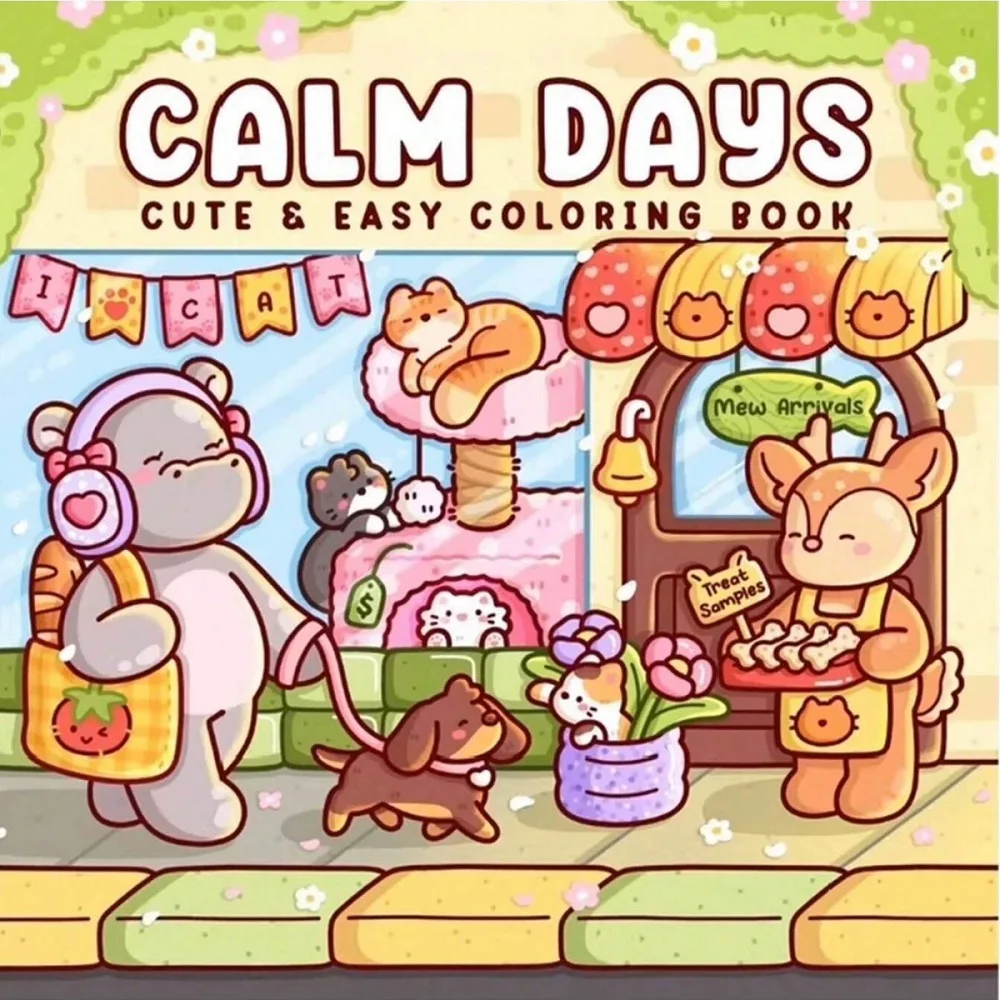 Cute Animal Stress Relief Coloring Book - Calm Days Drawing Perfect Gift for Birthday Christmas Party