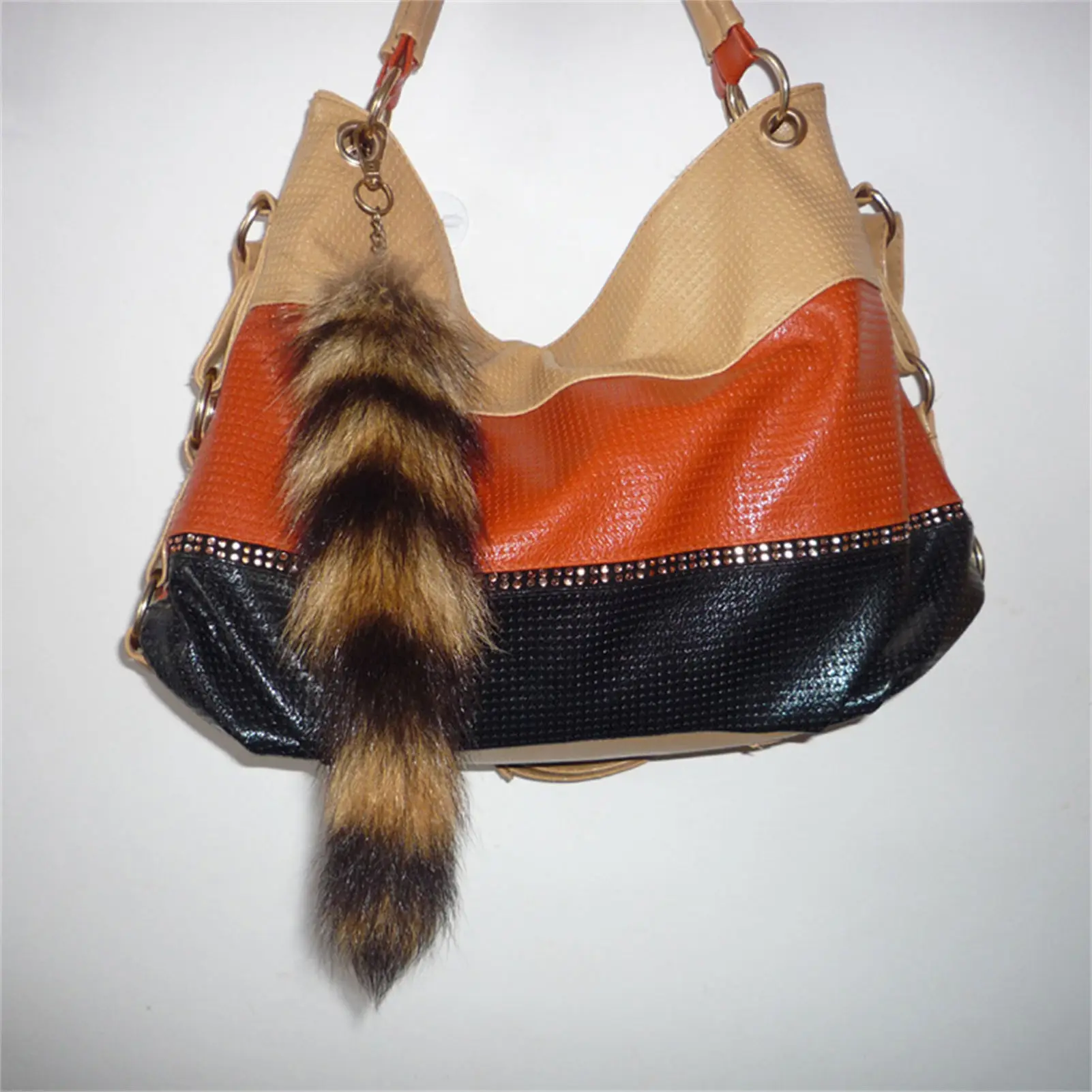 30cm Artificial Mink-Fur Tail Keychain Decorative Hanging Accessory For Bag Wall