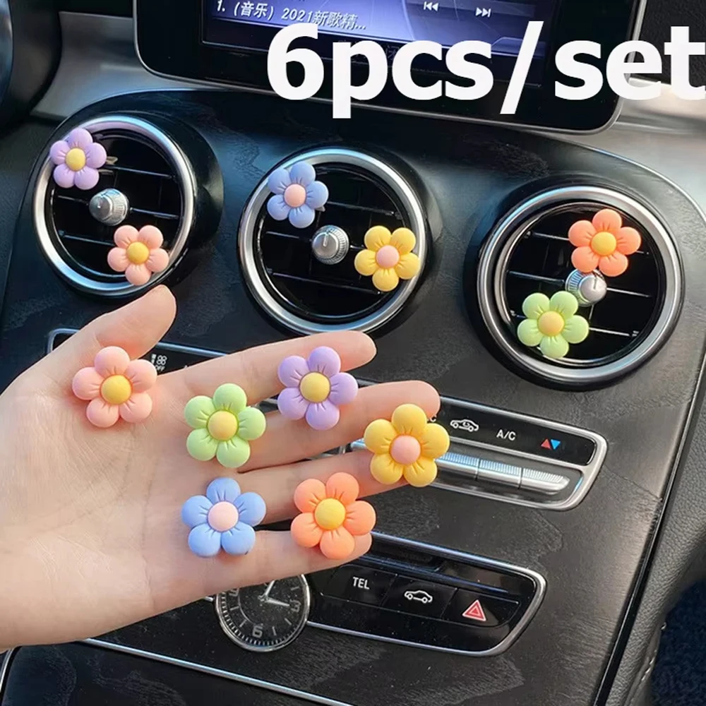 

6PCS macaron flower aromatherapy, with fragrance tablets, ins Hyuna cute flowers, used for car air outlet decoration